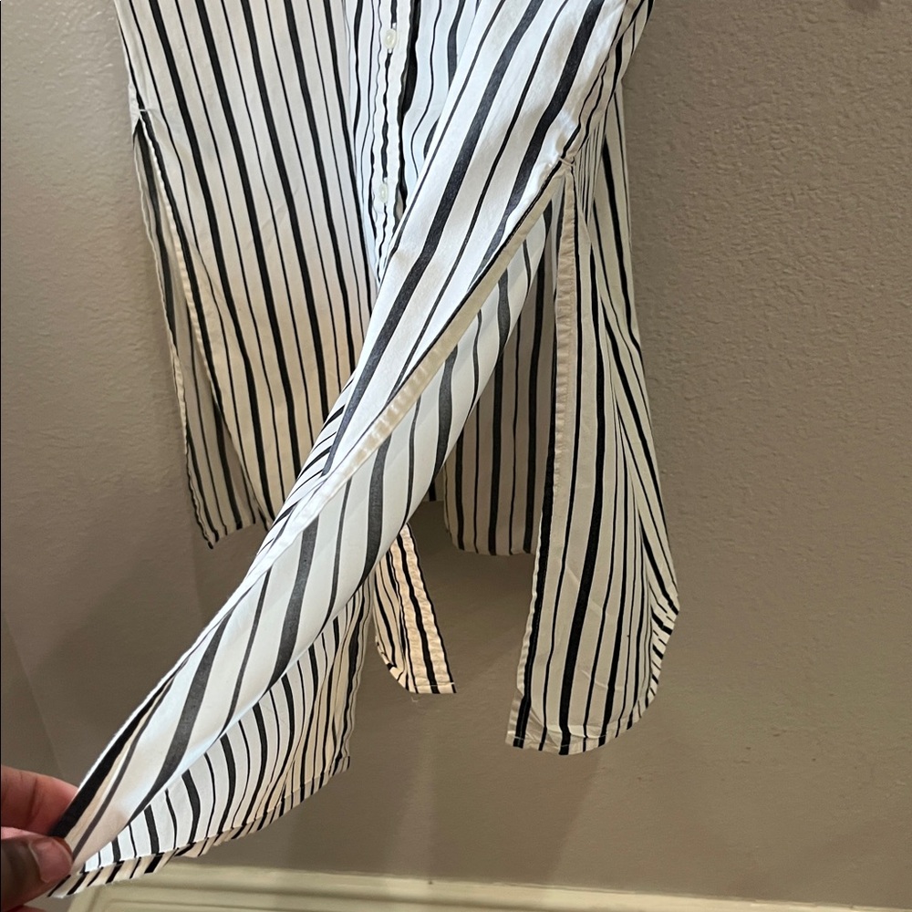 Old Navy Women’s Black Cream Striped Shirt Midi Dress Sz XL Casual Summer Chic - Picture 8 of 8